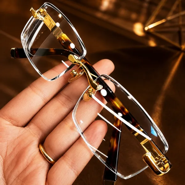 Lunettes à monture dorée sans cadre